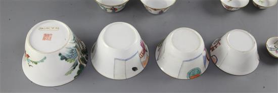 A rare and complete set of ten Chinese famille rose nesting cups, Daoguang period, graduating from 4.5cm - 11cm, largest cup with short